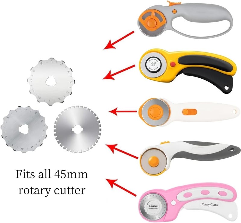 AMASEWART 45mm Crochet Edge Rotary Cutter Blades, Skip Stitch Rotary Blades Fits Fiskars Olfa, Perforating Rotary Replacement Blade, Pack of 6 - Image 2